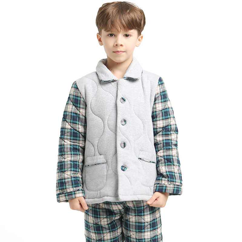 Winter cartoon thick three-layer cotton coat clothing pants pijamas children